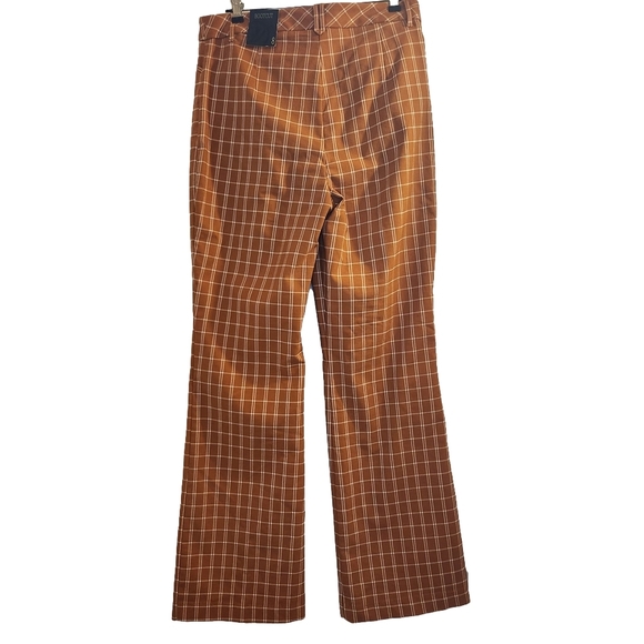 Versona Modern Bootcut Pants Sz: 8 NWT Orange Plaid Hippie 70s Hi Rise - Picture 5 of 16